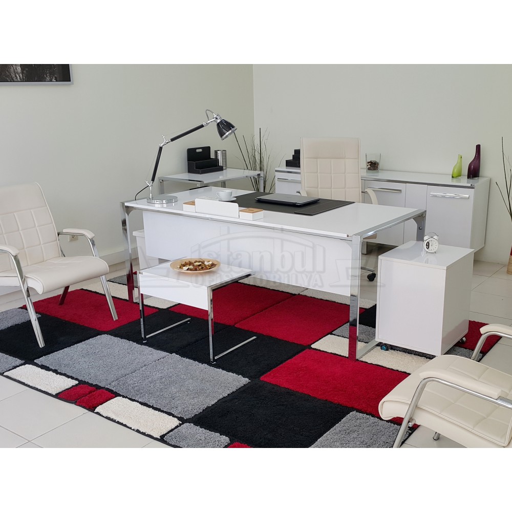 İstanbul Ofis Masası Apple Makam Takımı Hg.Beyaz