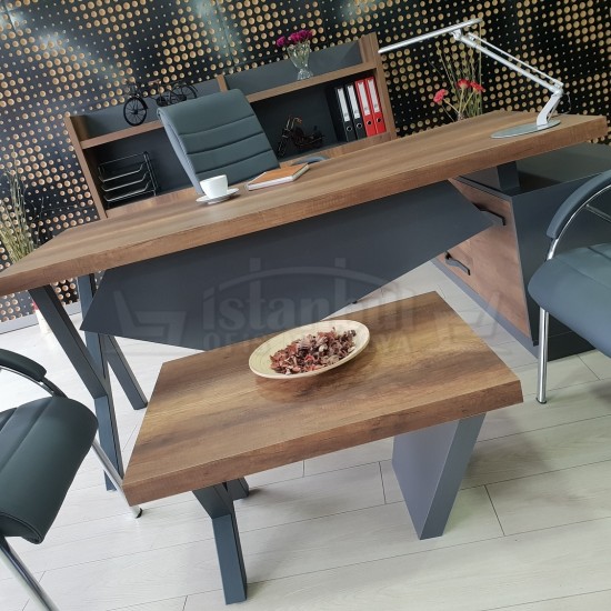 Elegant Makam Masası Etejer Dolaplı Barok Antrasit