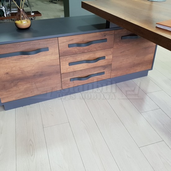 Elegant Makam Masası Etejer Dolaplı Barok Antrasit