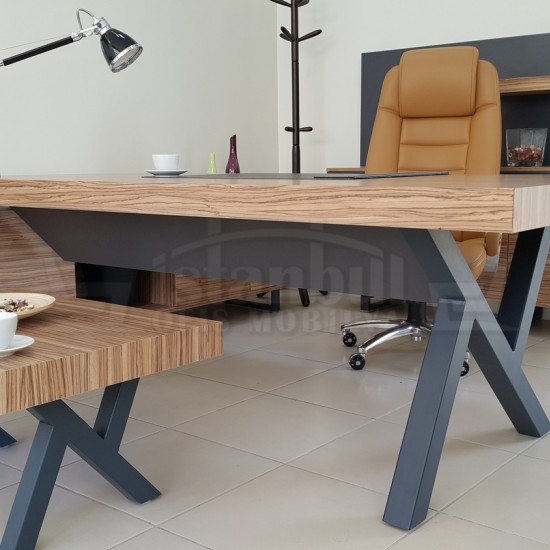 S Class Makam Masası Etejerli Samba Antrasit