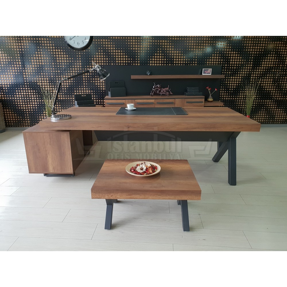 S Class Makam Masası Etejer Dolaplı Barok Siyah