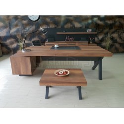 S Class Makam Masası Etejer Dolaplı Barok Siyah