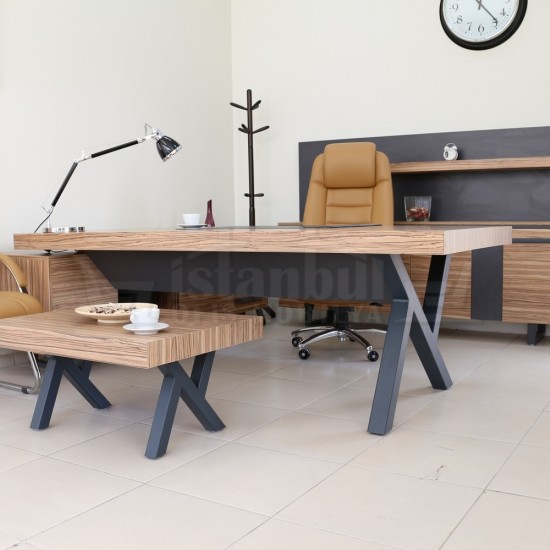 S Class Makam Masası Etejerli Samba Antrasit