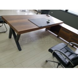 S Class Makam Masası Etejer Dolaplı Barok Siyah