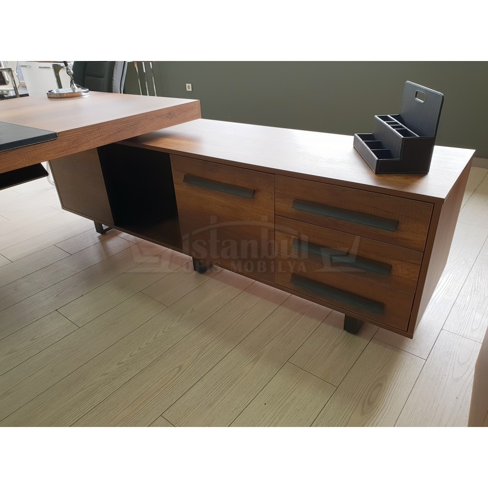 S Class Makam Masası Etejer Dolaplı Barok Siyah