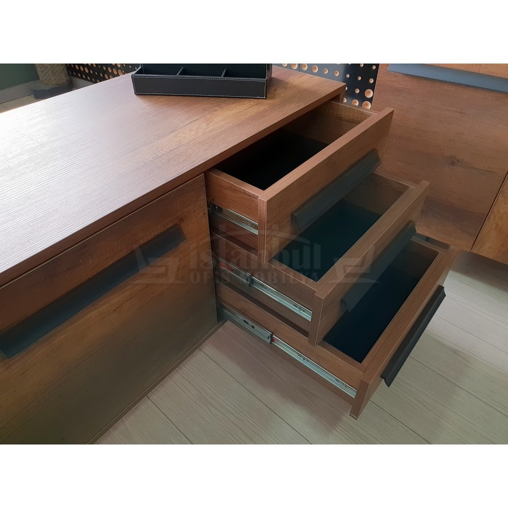 S Class Makam Masası Etejer Dolaplı Barok Siyah