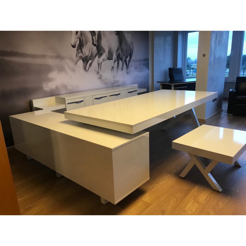 Weiß Executive Office Desk S-Klasse Large