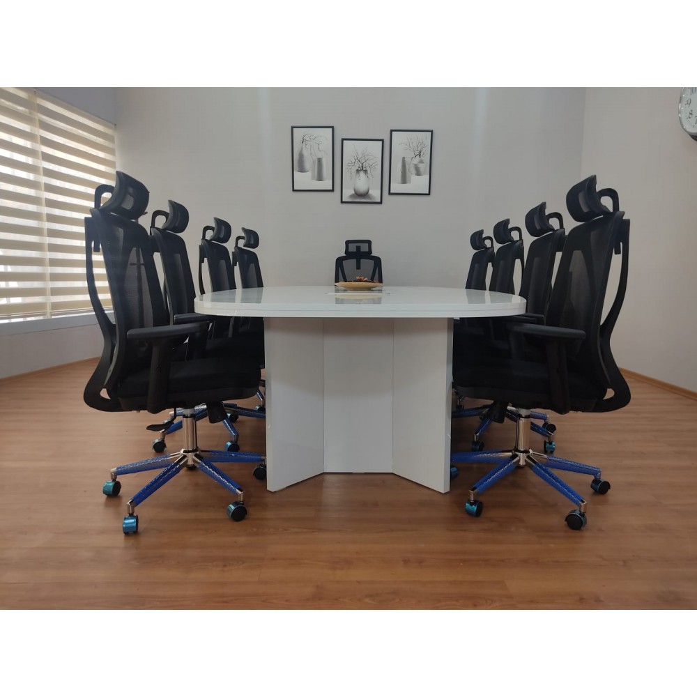Großer Ovaler Besprechungstabelle Weiß
