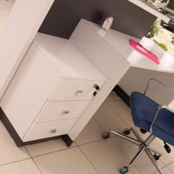 İstanbul Ofis Kasa Banko Karşılama Masası Beyaz Antrasit