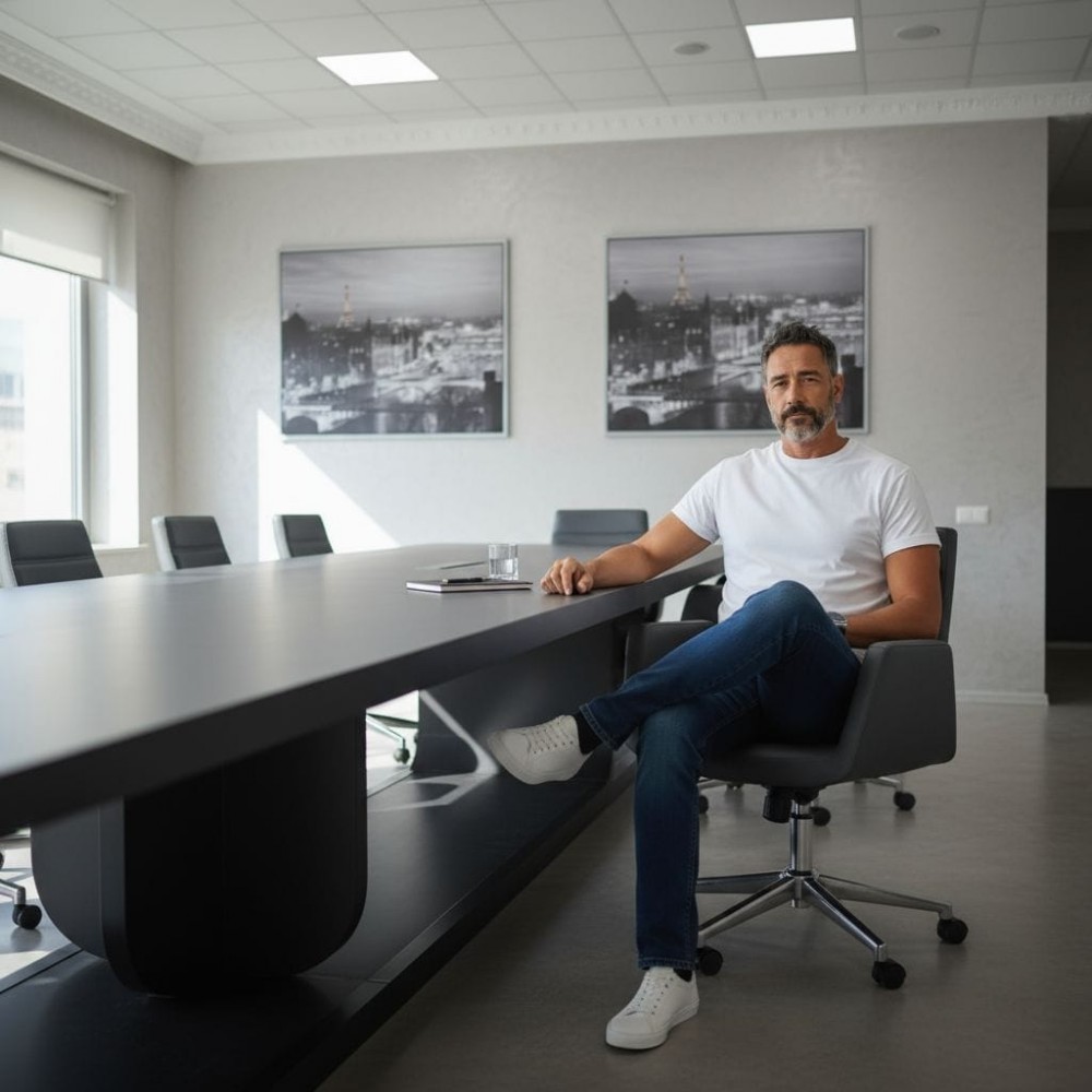 Großer, Schwarz Lackierter Besprechungstisch Für 20 Personen