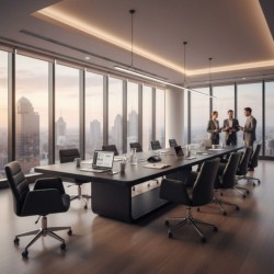 Großer, Schwarz Lackierter Besprechungstisch Für 20 Personen