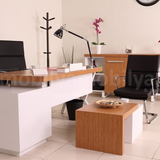 Canberra Executive Office Chair Bamboo White Line Tk.